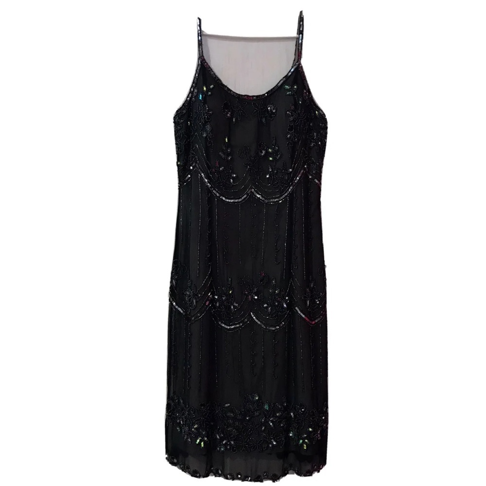 PAPELL BOUTIQUE EVENING Women Dress sequins SZ 4 Black New with tags